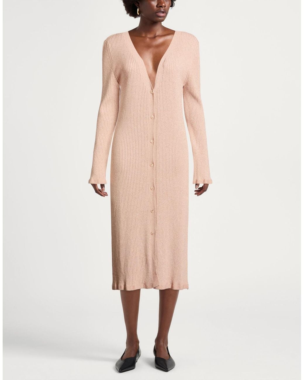 Twinset Pink Sand Midi Dress Viscose, Polyamide, Metallic Polyester