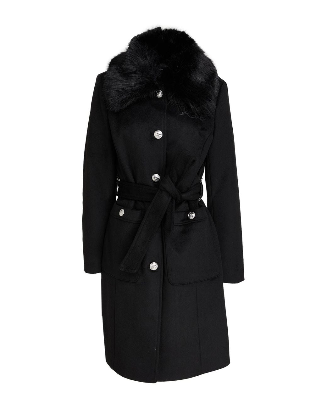 Karl Lagerfeld Black Coat Wool, Polyester