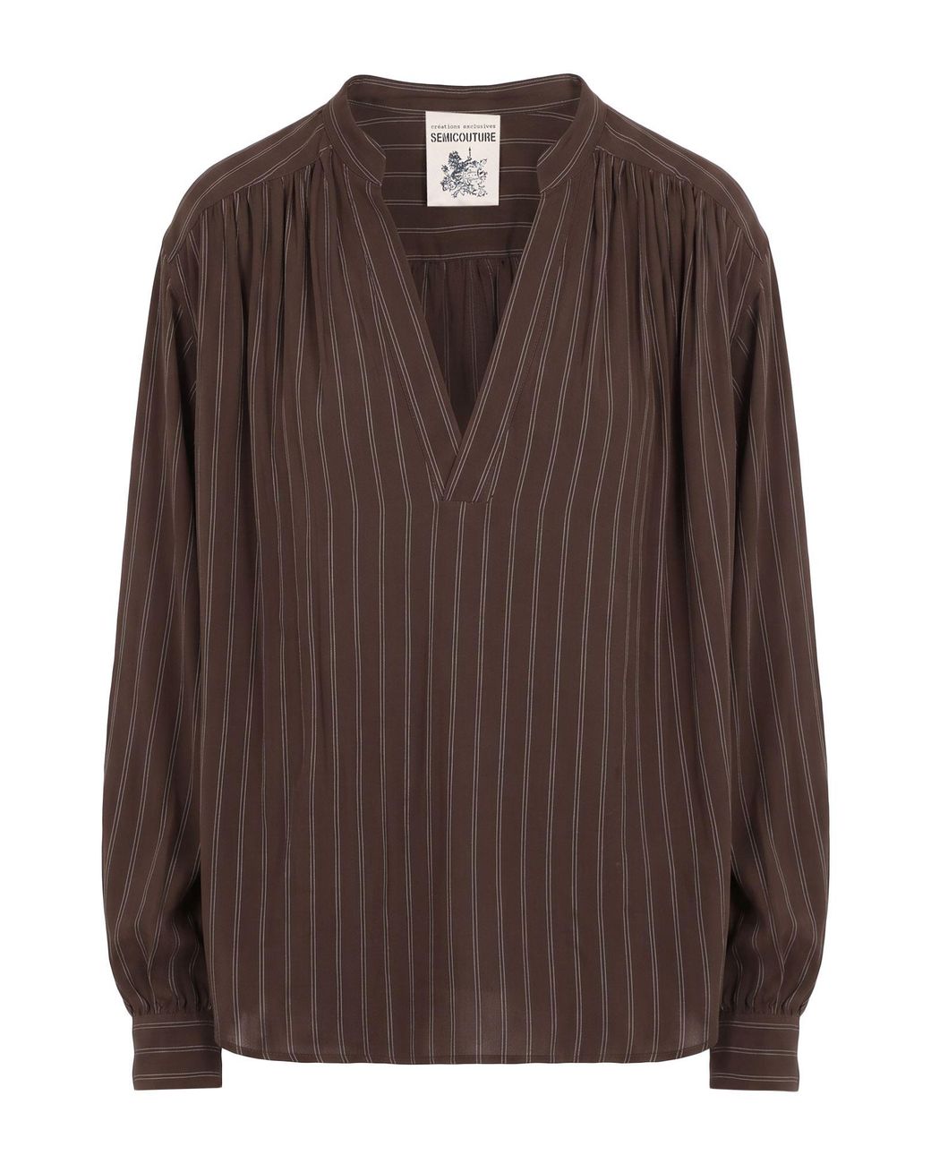 Semicouture Brown Chocolate Top Acetate, Silk, Polyester
