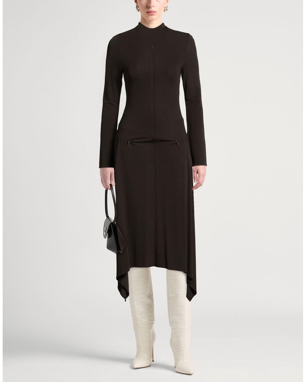 Courreges Black Dark Midi Dress Viscose, Elastane