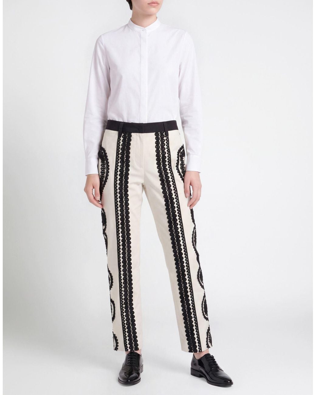 Dolce & Gabbana White Pants Cotton, Viscose, Silk, Elastane, Polyester