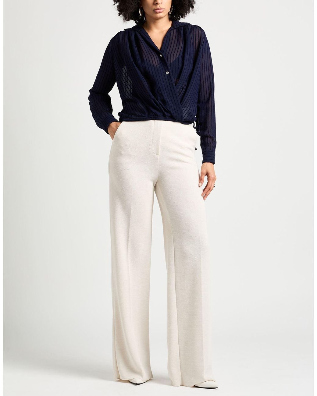 Max Mara White Pants Virgin Wool