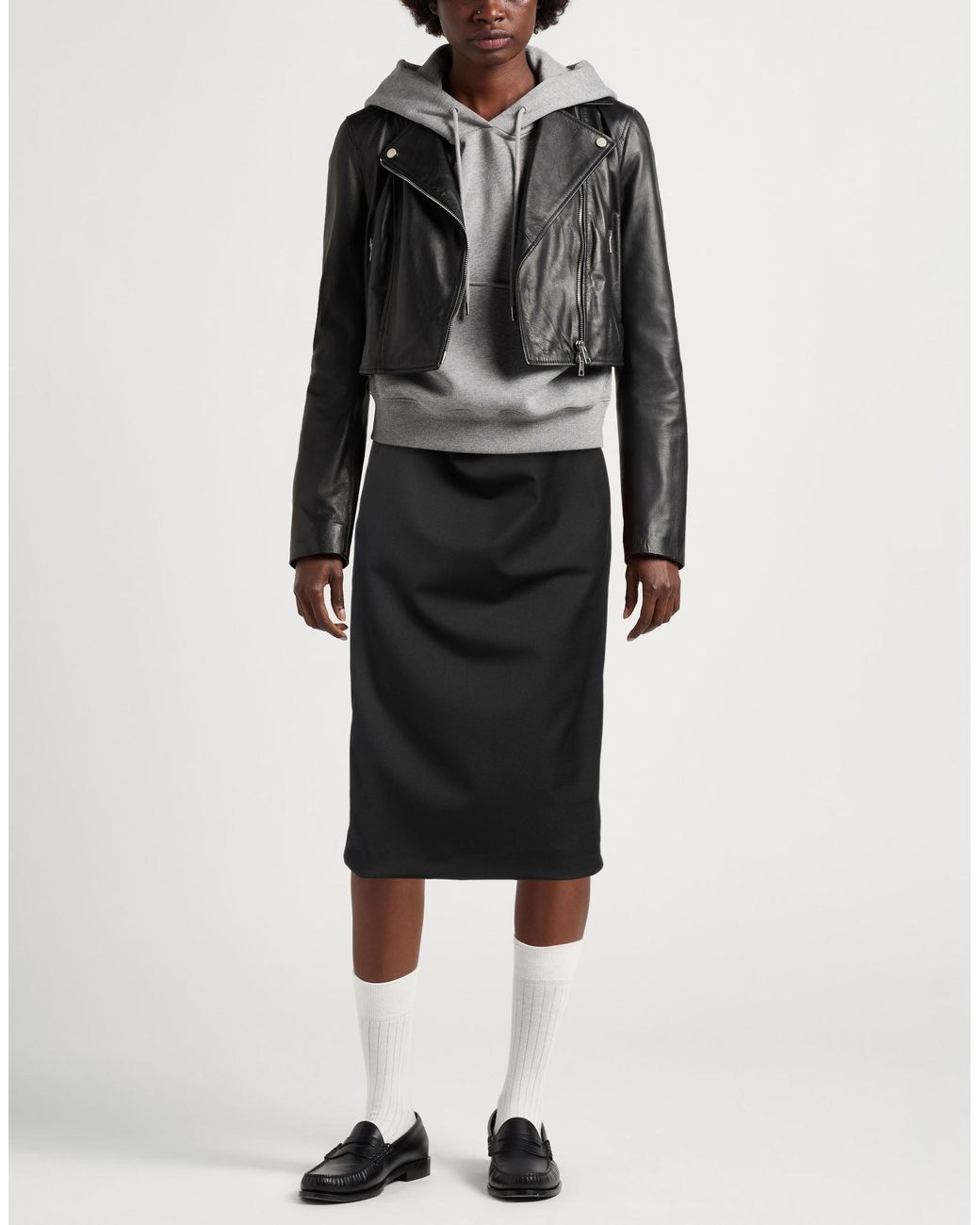 Tela Black Midi Skirt Polyester, Virgin Wool, Elastane