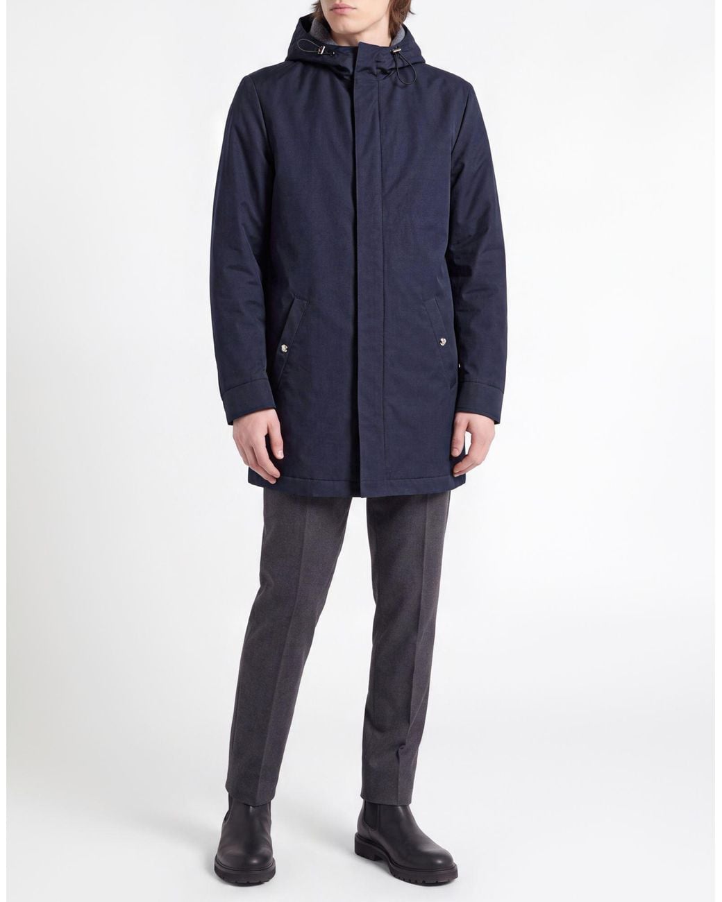 Luigi Borrelli Napoli Blue Coat Cotton, Polyester for men
