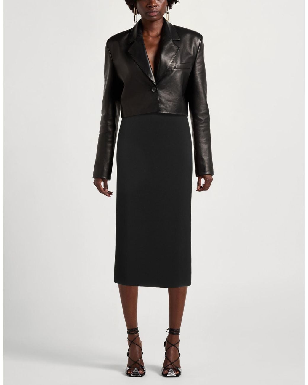 MEIMEIJ Black Midi Skirt Rayon, Polyester, Elastane