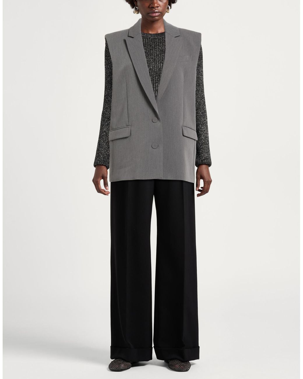 Patrizia Pepe Gray Blazer Polyester, Viscose, Elastane