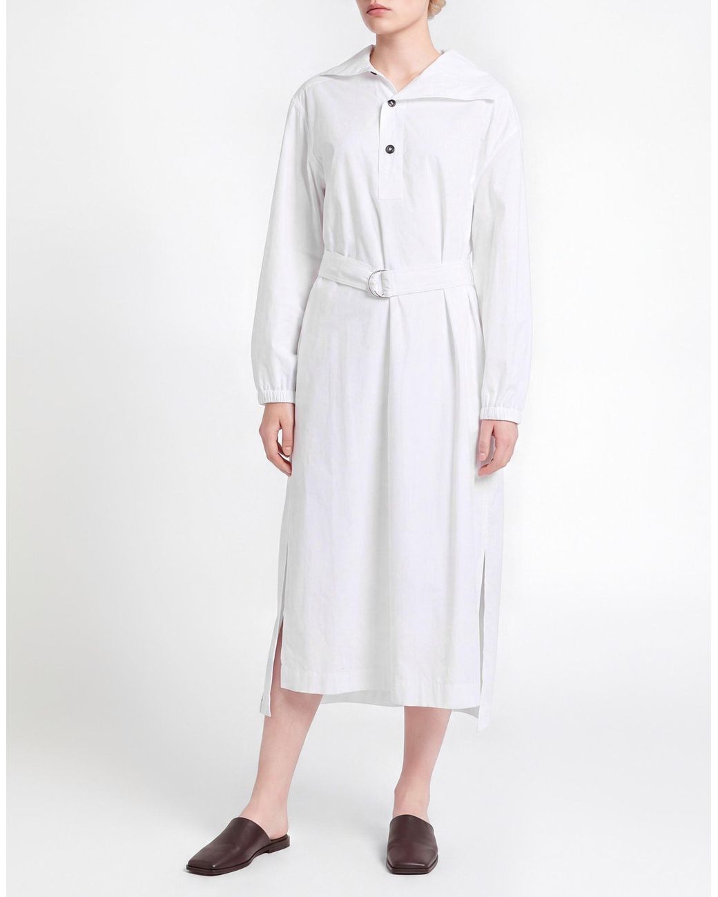 Jil Sander White Midi Dress Cotton