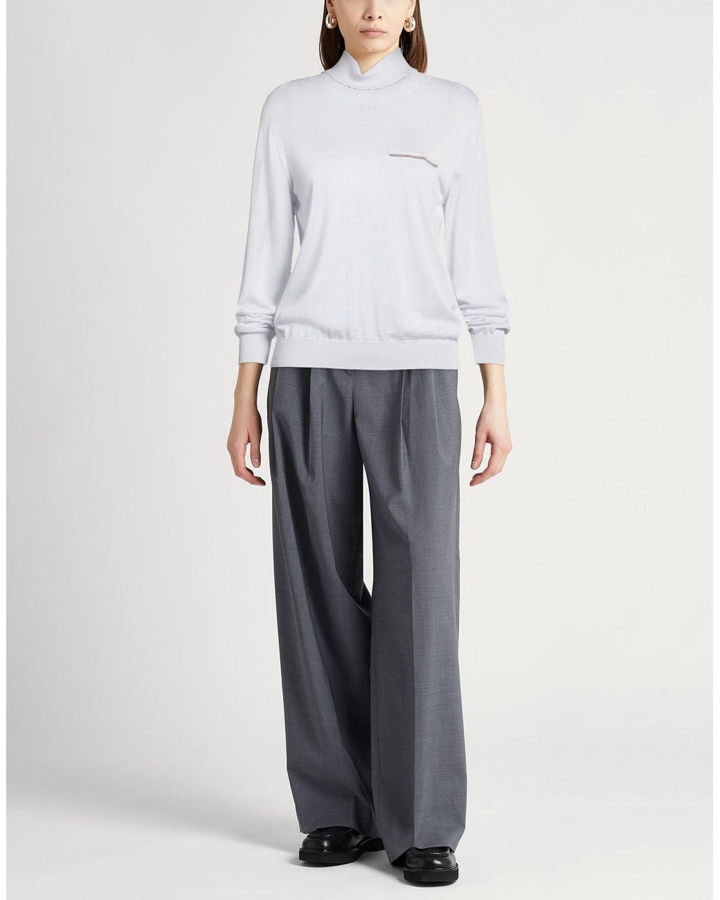 Peserico White Light Turtleneck Cashmere, Silk