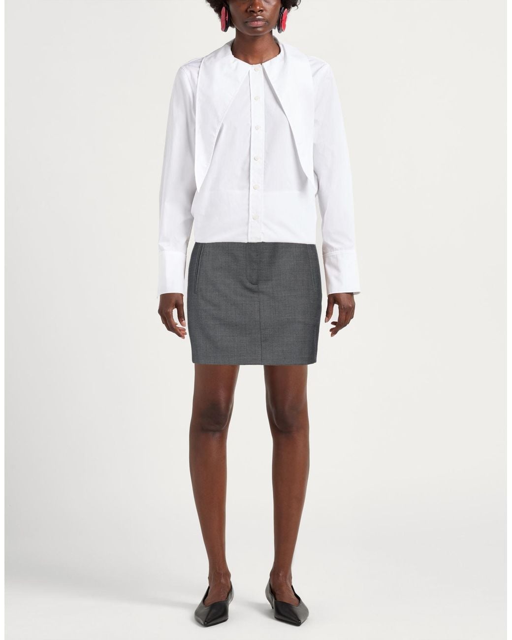 Sandro Gray Wool-blend Twill Mini Skirt