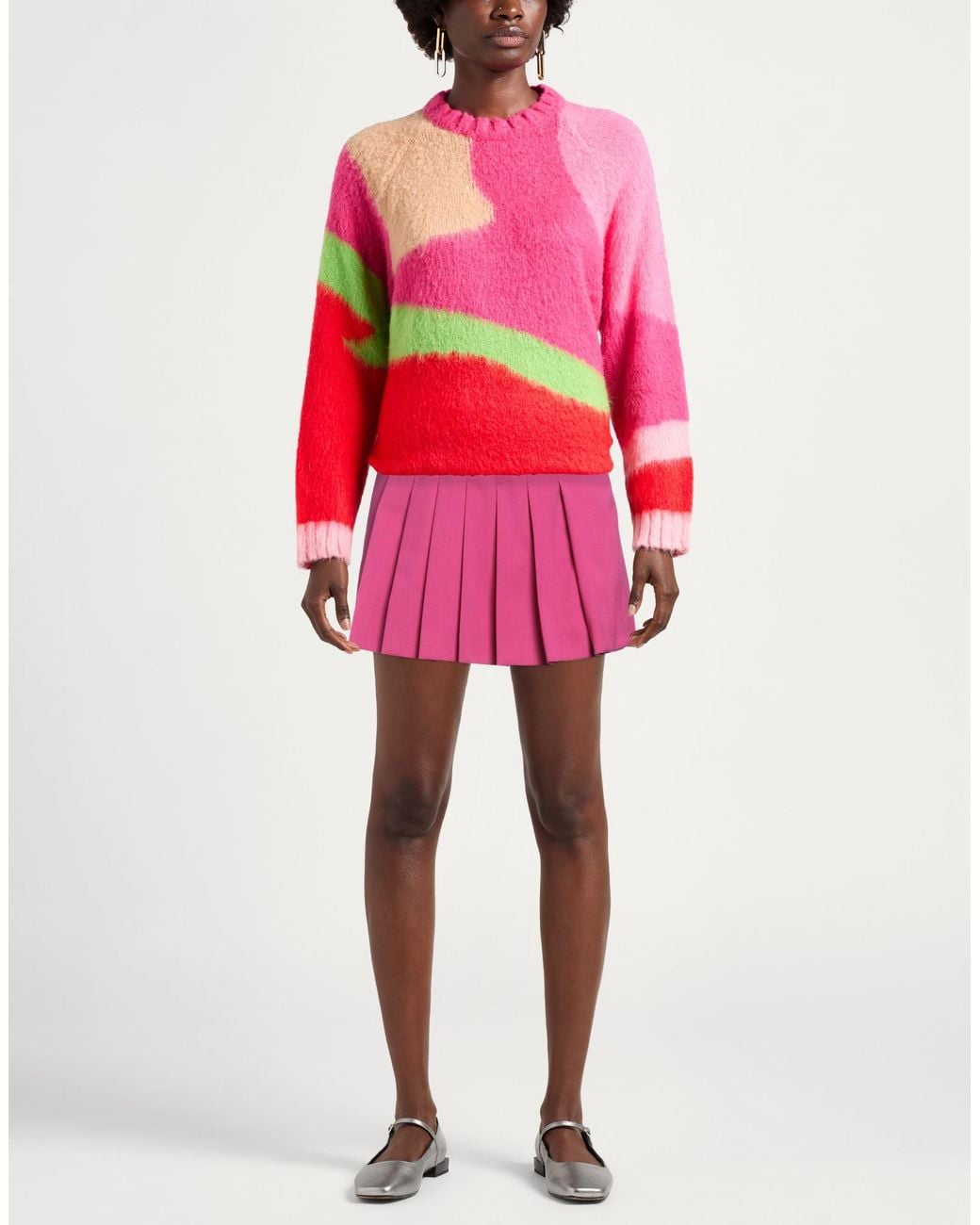 Moschino Pink Mini Skirt Polyester, Wool, Elastane