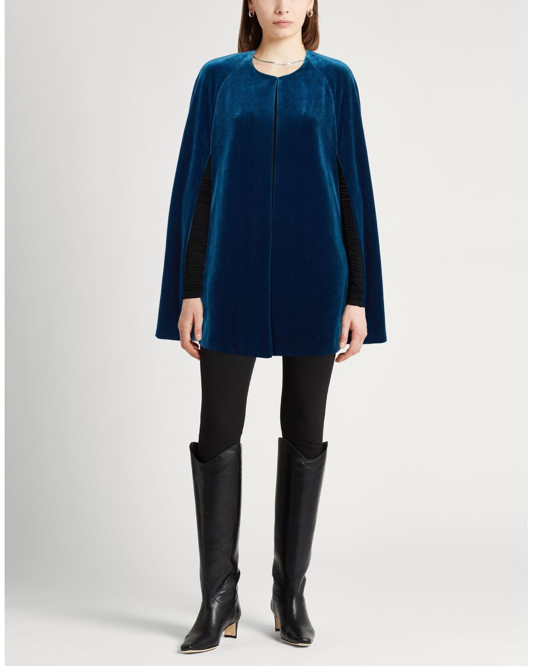 La Petite Robe Di Chiara Boni Blue Deep Cape Polyester, Polyamide, Elastane