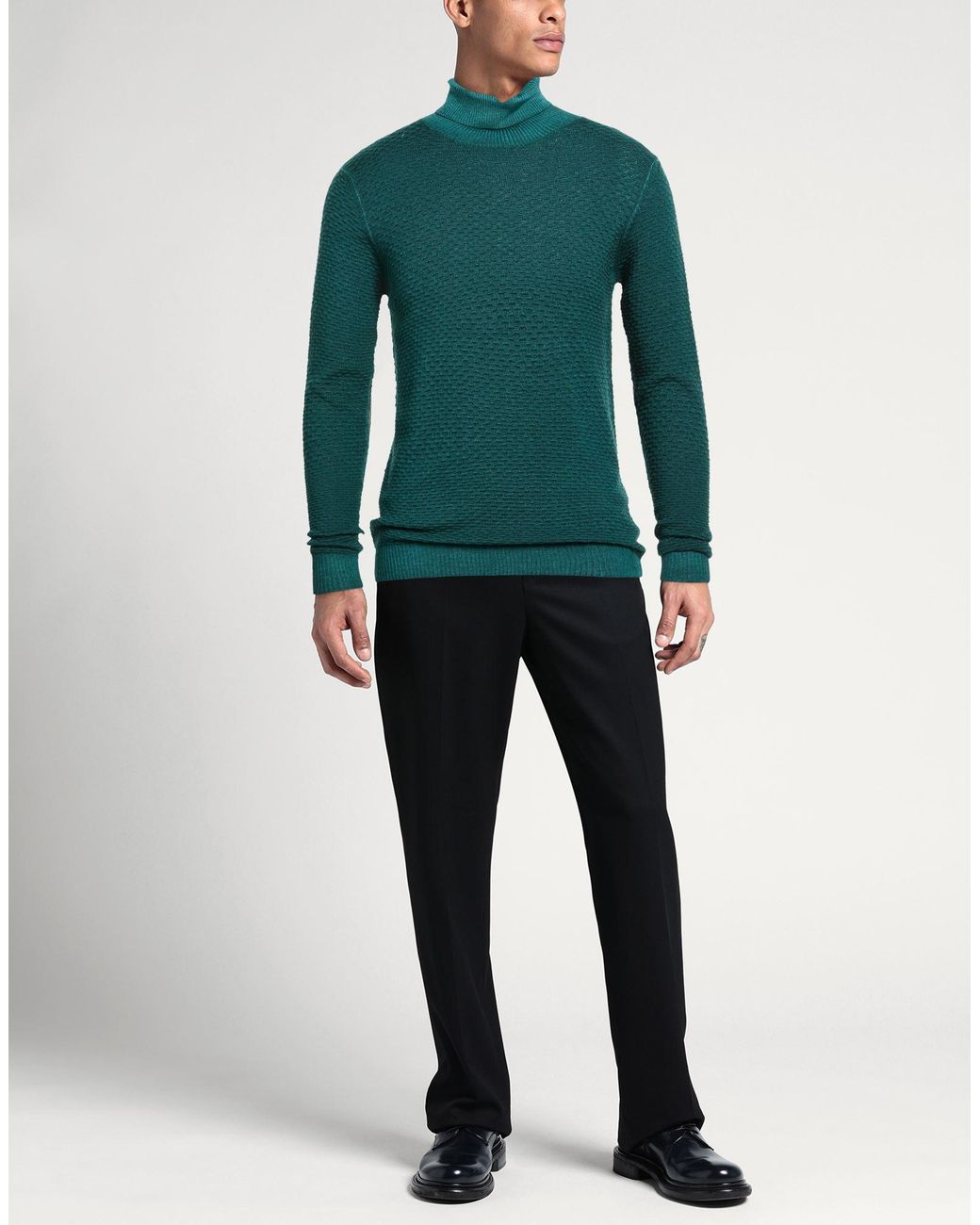 Jeordie's Green Turtleneck Merino Wool for men