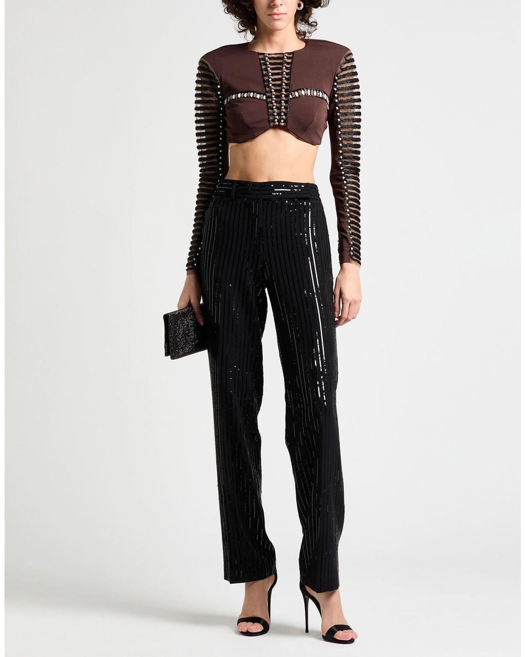 Elisabetta Franchi Brown Chocolate Top Viscose, Elastane
