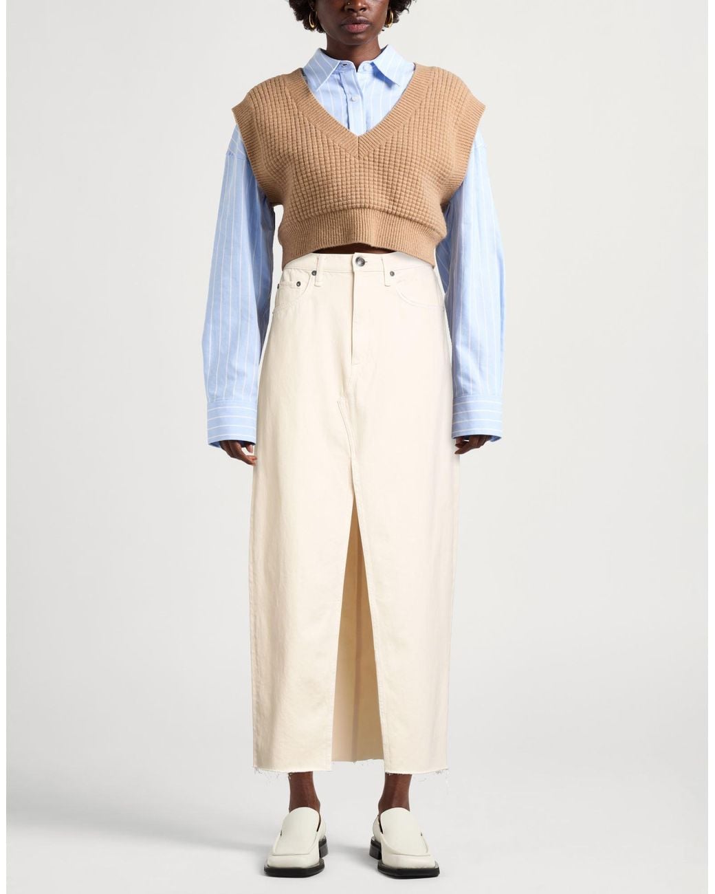 Rag & Bone Natural Denim Skirt Cotton