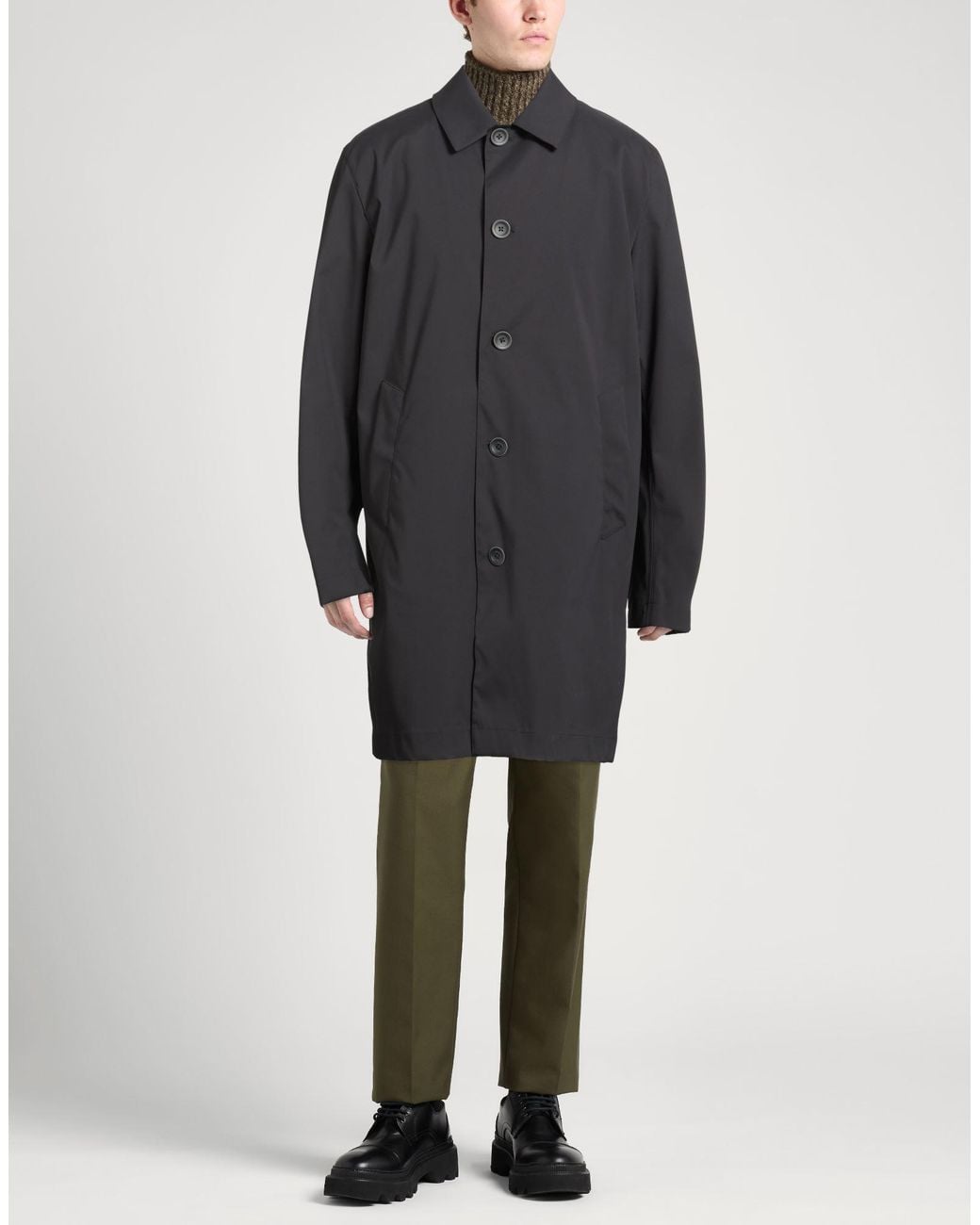 Herno Gray Overcoat & Trench Coat Polyester for men