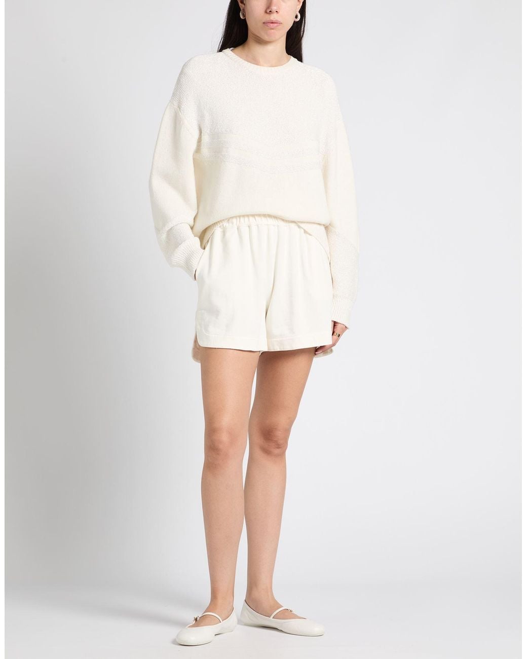 Brunello Cucinelli White Ivory Shorts & Bermuda Shorts Cotton