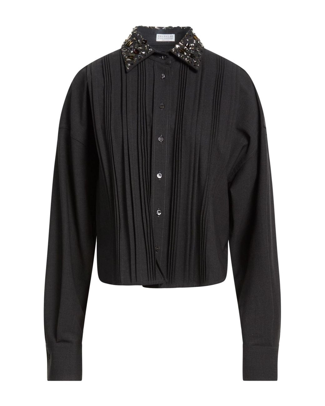 Brunello Cucinelli Black Shirt Virgin Wool, Polyamide, Elastane