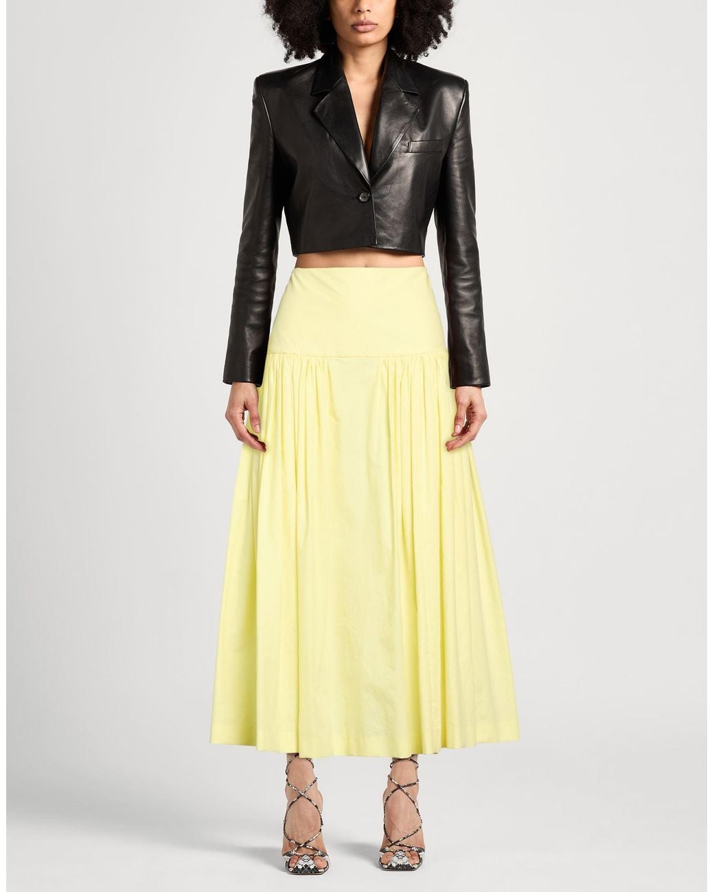 MSGM Yellow Midi Skirt Cotton