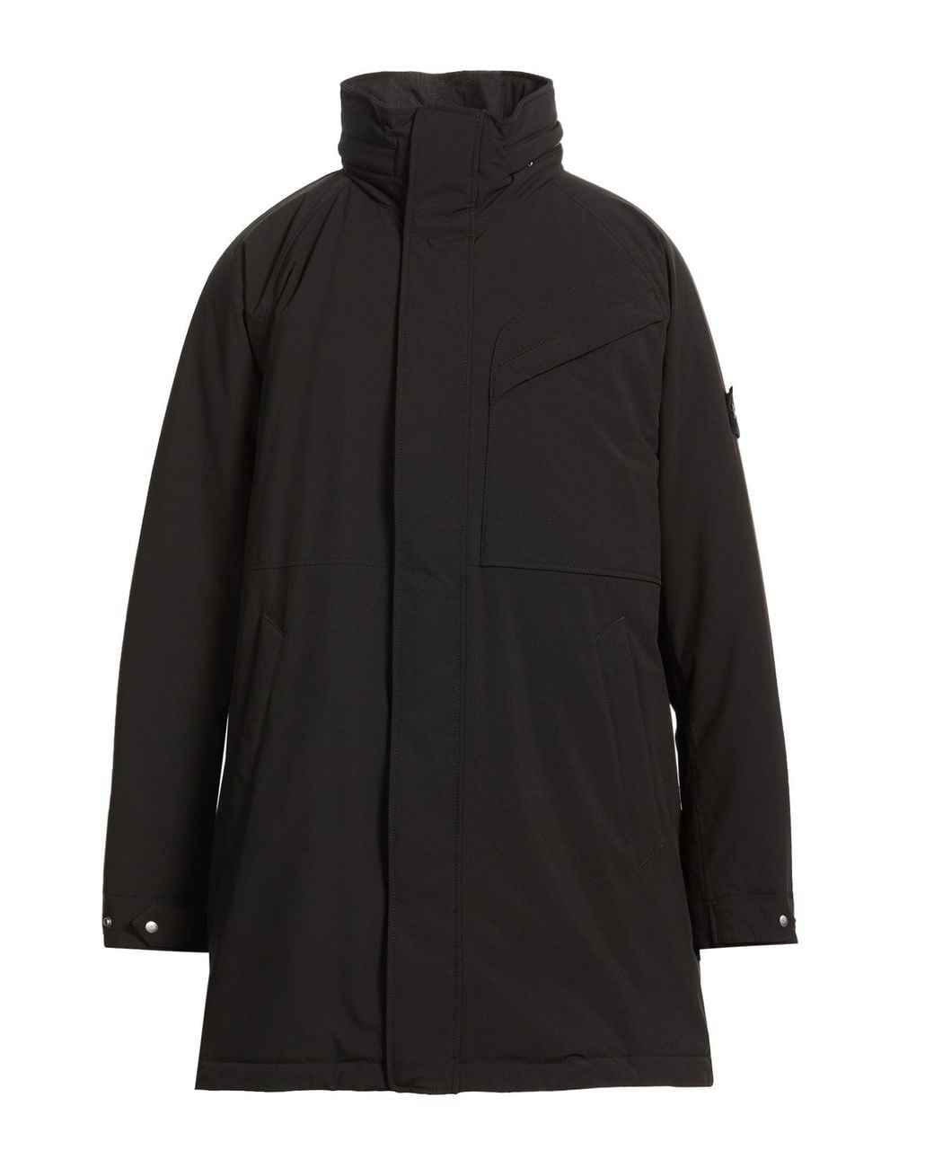 Stone Island Black Coat Polyester, Elastane, Polyurethane Resin for men