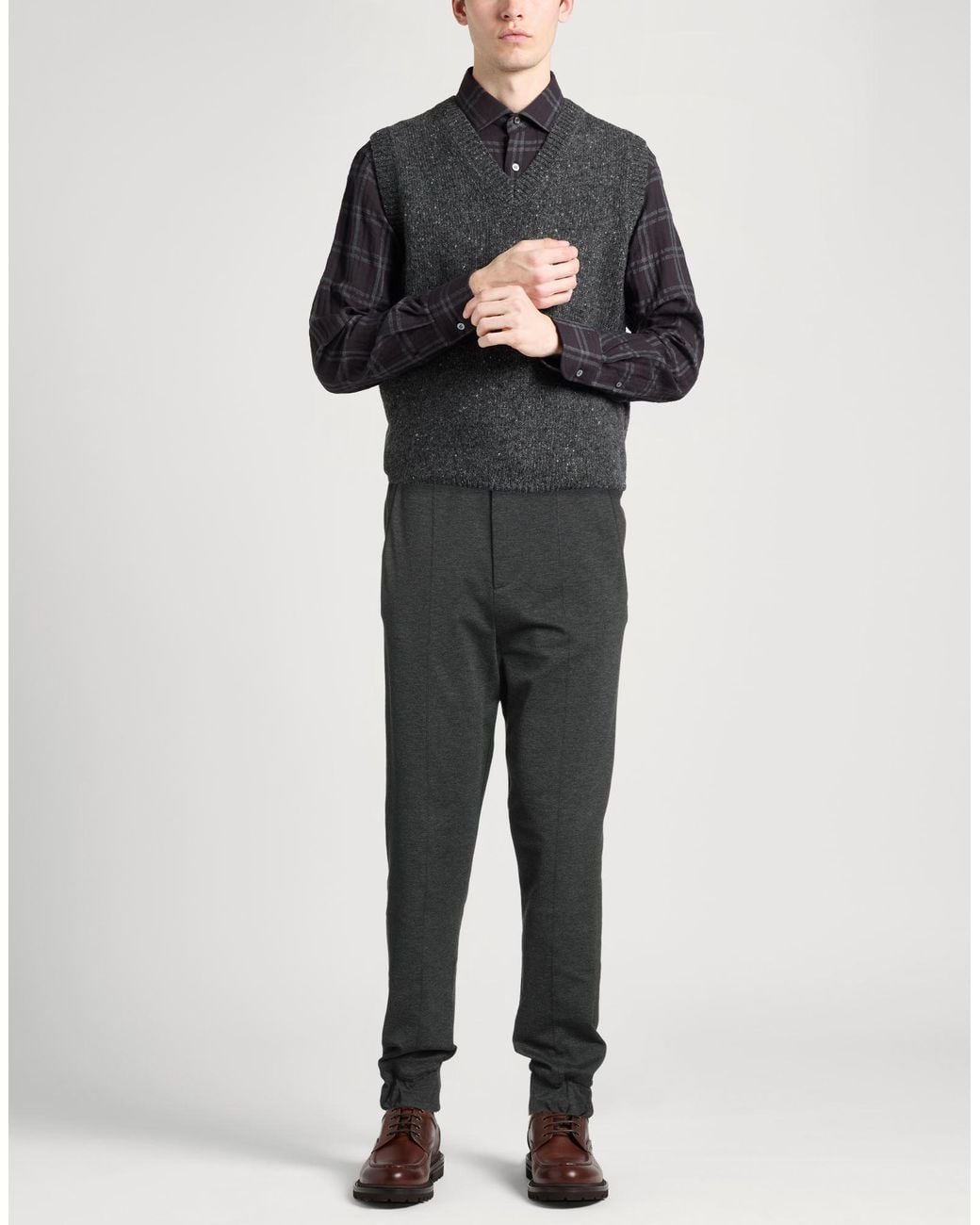 Hevò Gray Charcoal Pants Viscose, Polyamide, Elastane for men