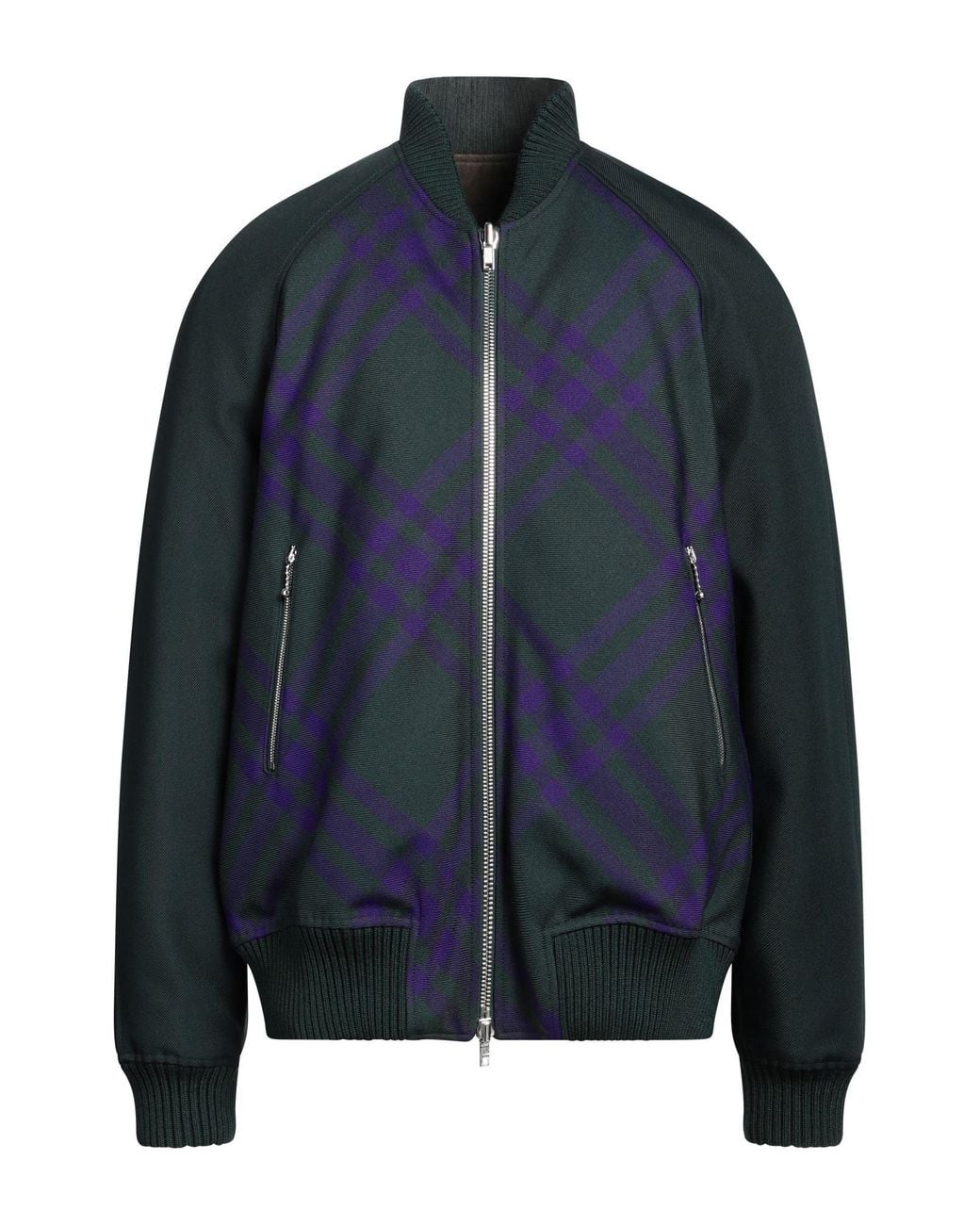 Burberry Blue Wool Bomber Jacket for men