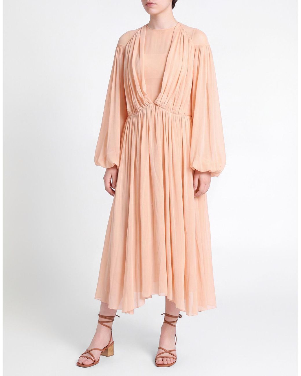 Philosophy Di Lorenzo Serafini Orange Apricot Maxi Dress Polyamide