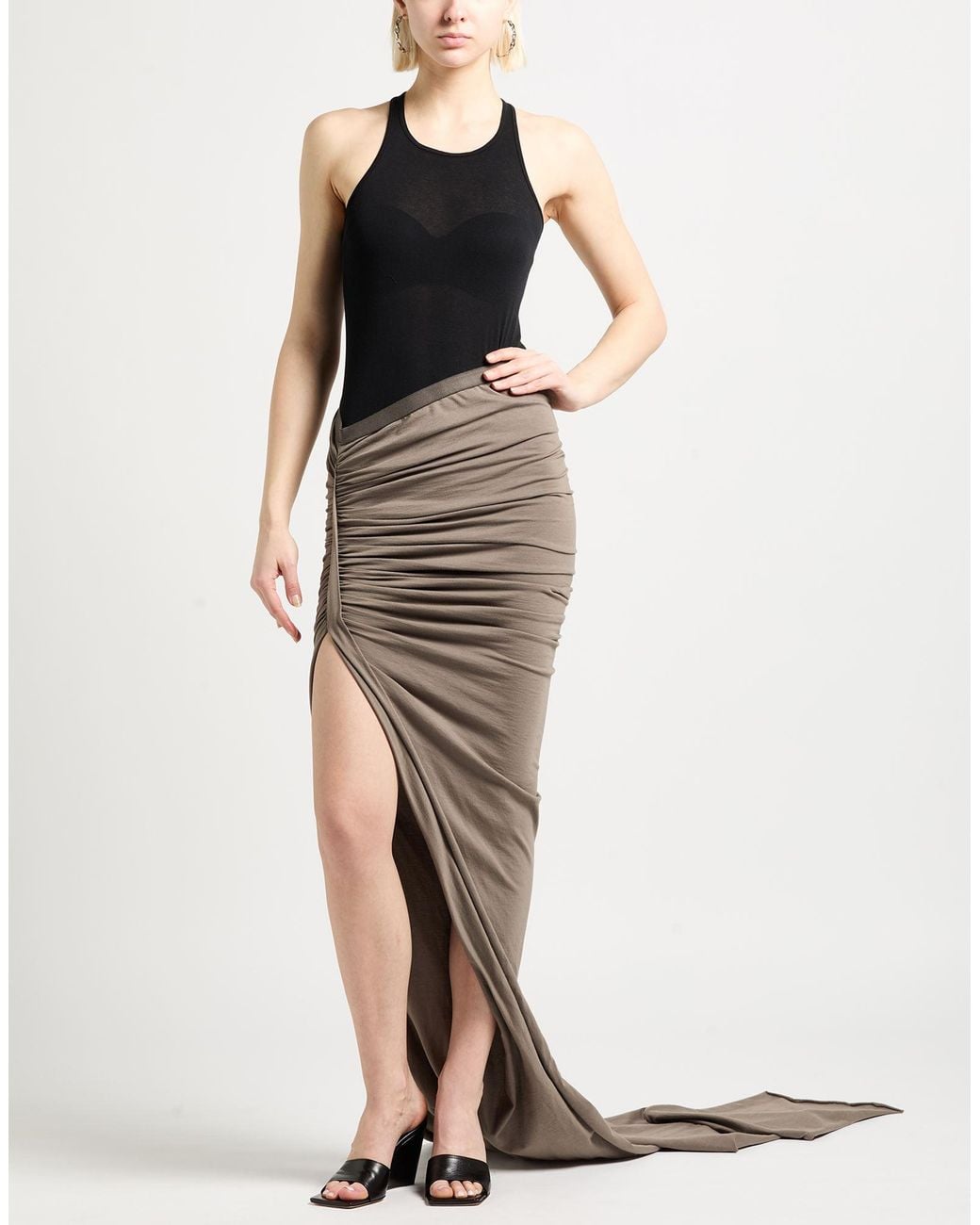 Rick Owens Natural Maxi Skirt Cotton