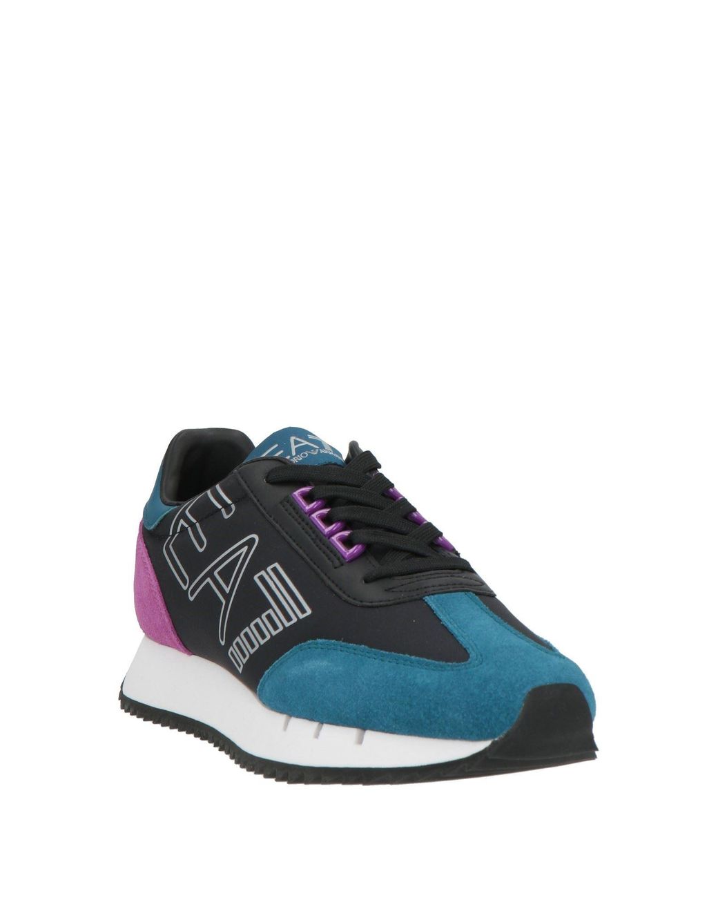 EA7 Blue Sneakers Leather, Textile Fibers for men