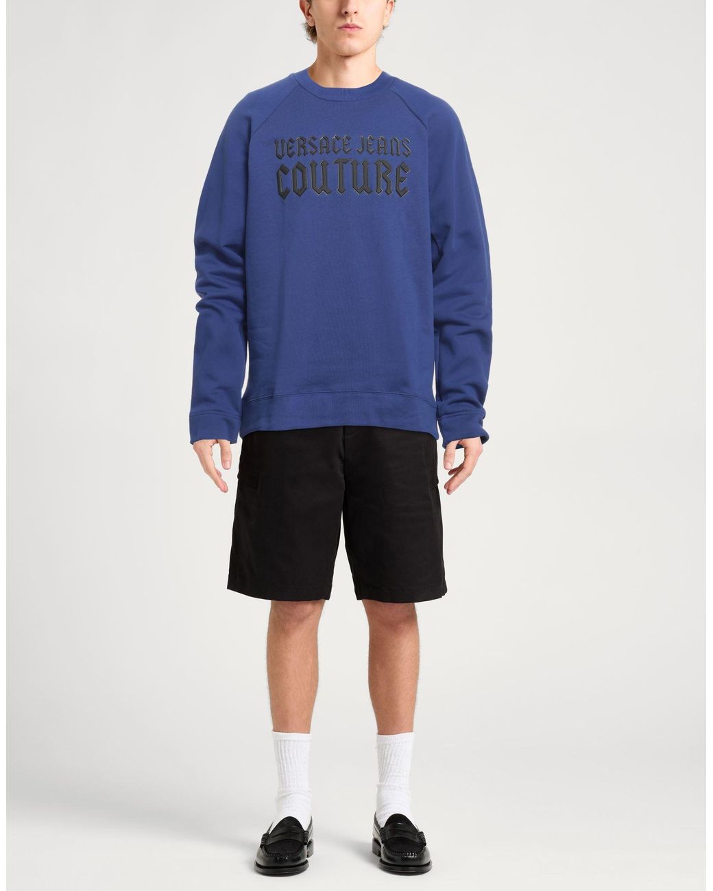 Versace Jeans Couture Blue Sweatshirt Cotton, Elastane for men
