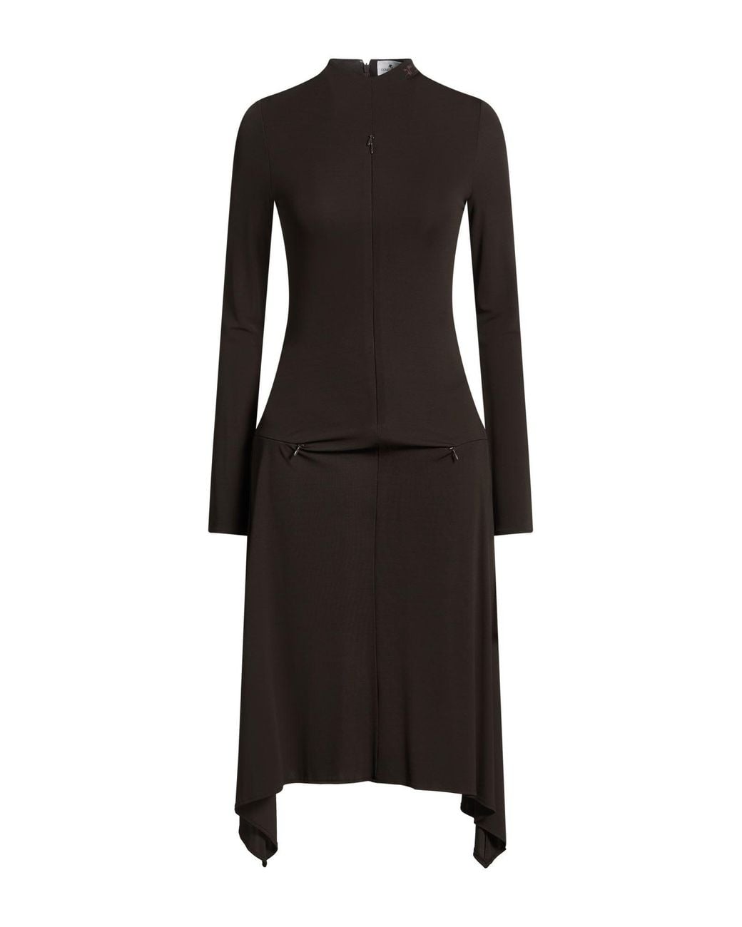 Courreges Black Dark Midi Dress Viscose, Elastane