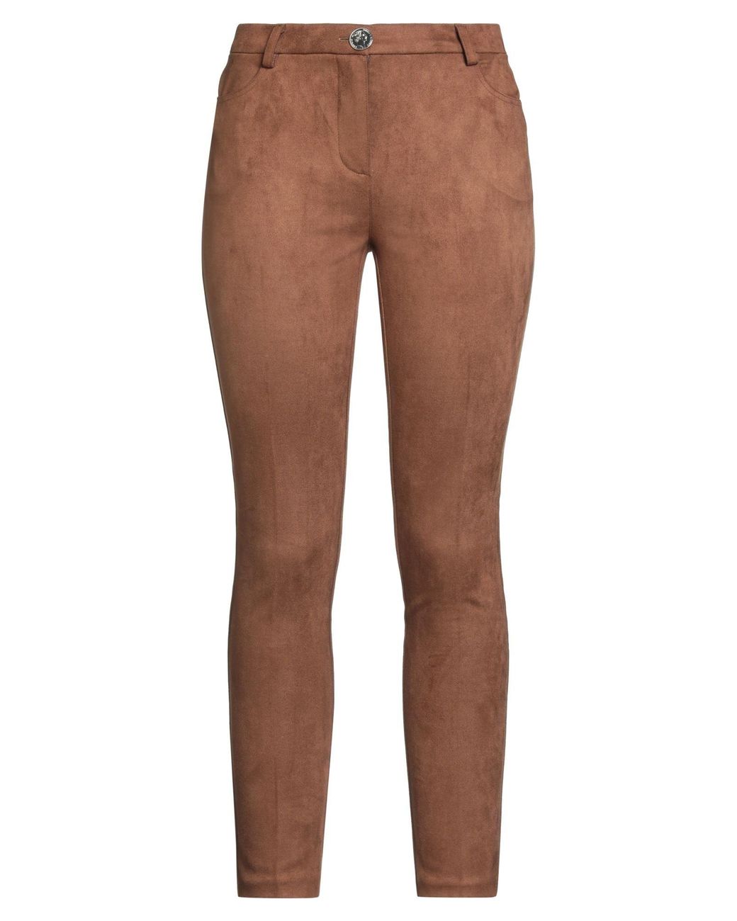 DOUBLE C Brown Pants Viscose, Polyurethane