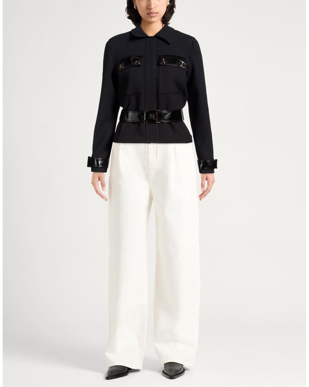 Elisabetta Franchi Black Jacket Polyester, Viscose, Elastane