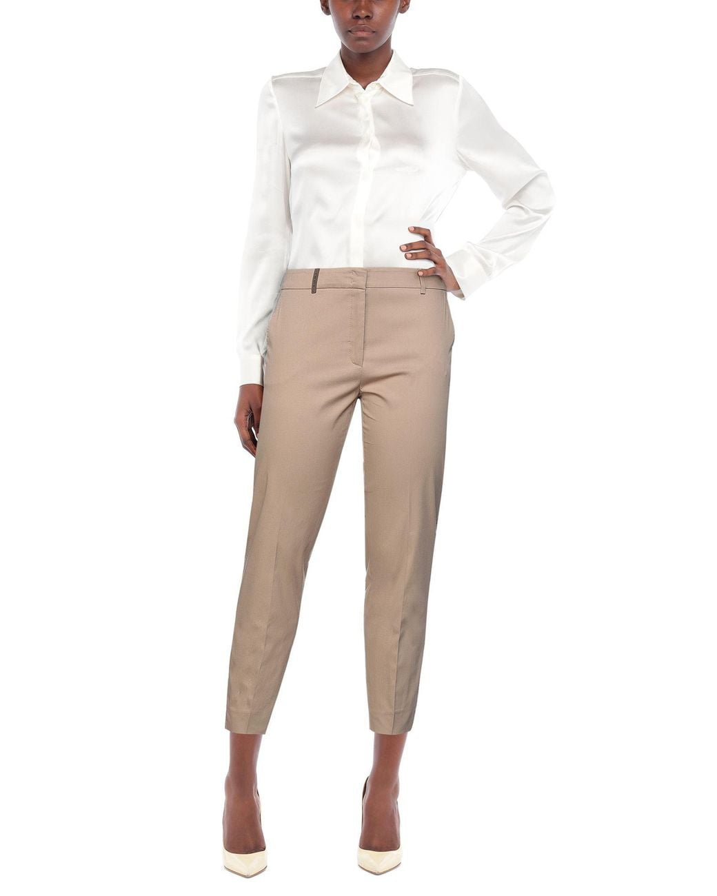 Peserico Natural Sand Pants Cotton, Elastane