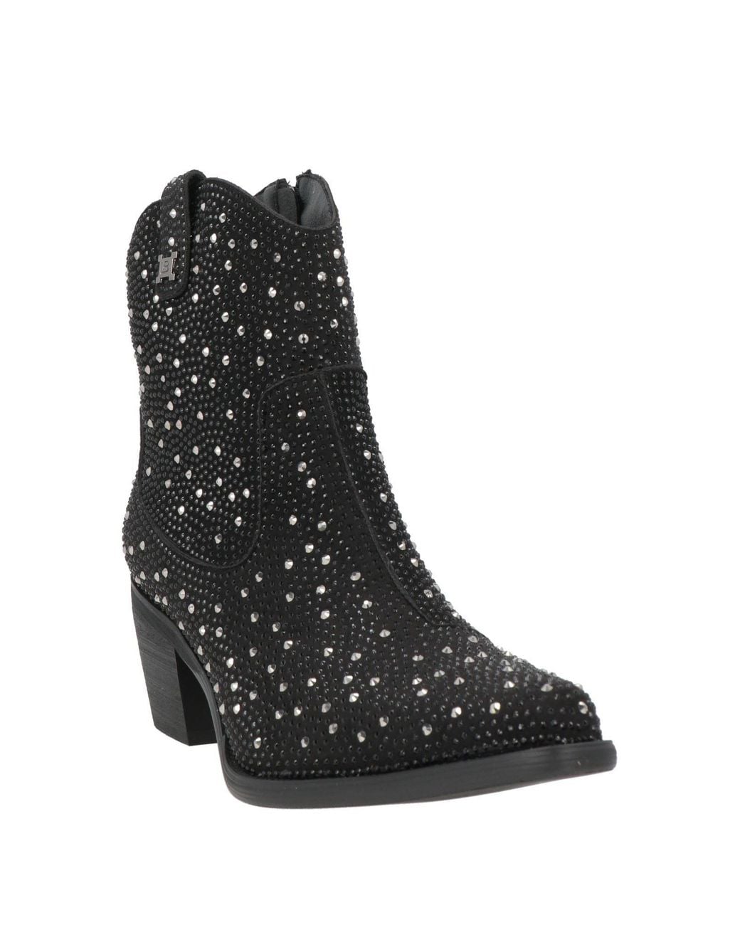 Laura Biagiotti Black Ankle Boots Textile Fibers