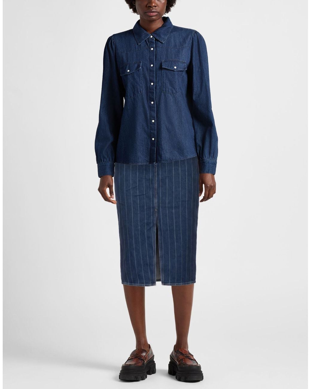 Ba&sh Blue Denim Skirt Cotton