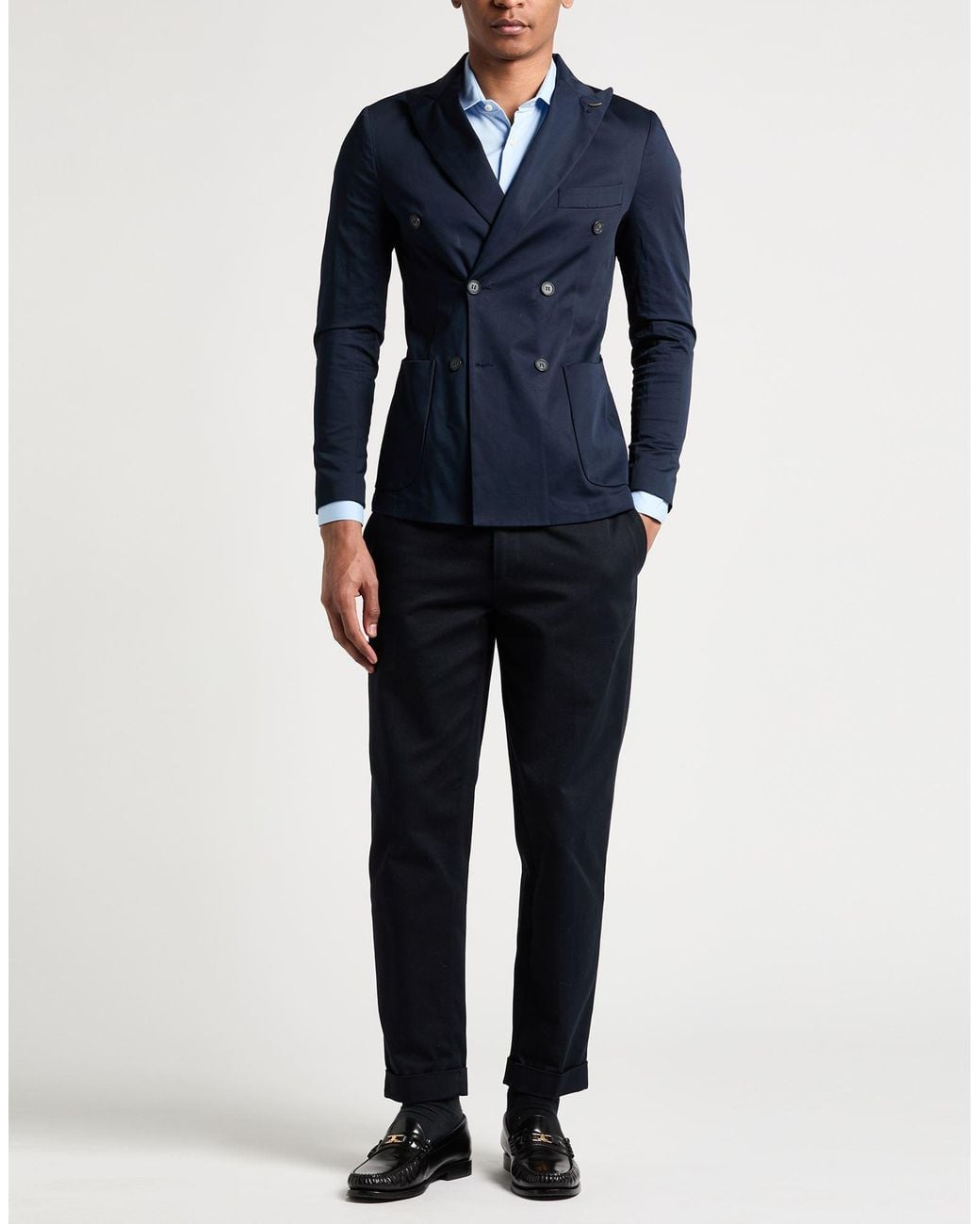 OVER/D Blue Midnight Blazer Cotton, Elastane for men