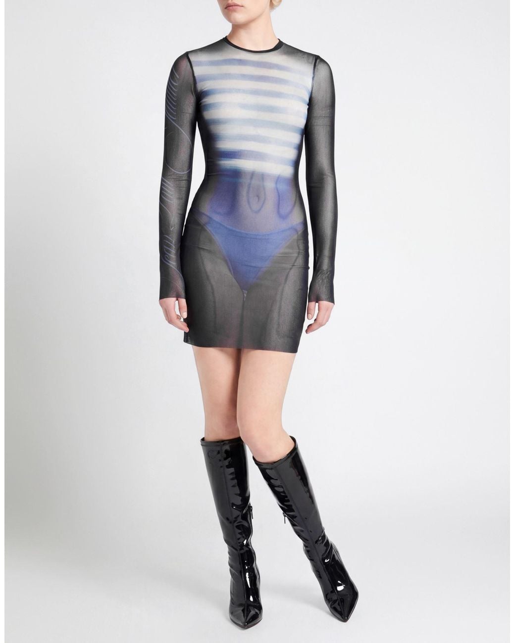 Jean Paul Gaultier Blue Mini Dress Polyamide