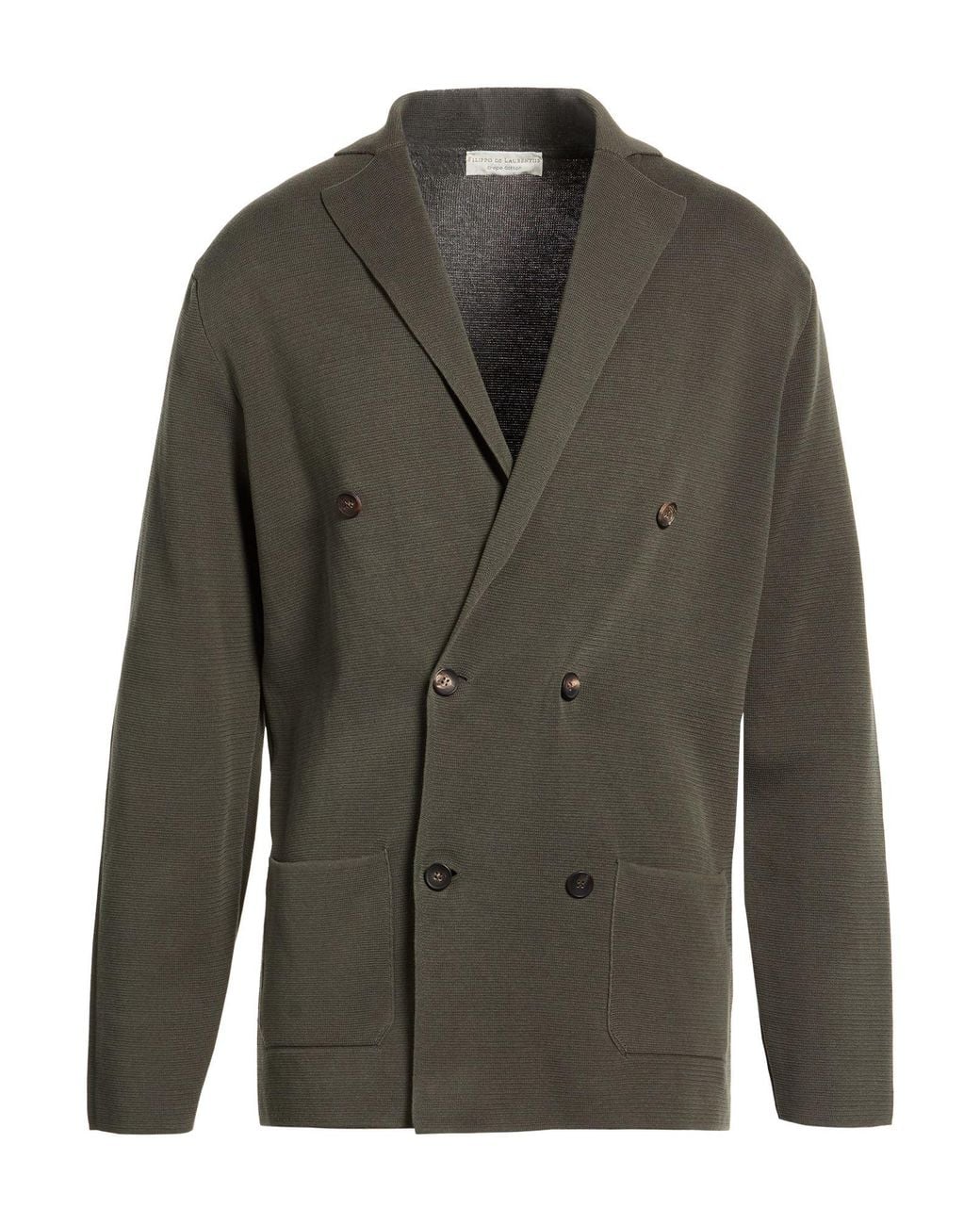 FILIPPO DE LAURENTIIS Green Military Blazer Cotton for men