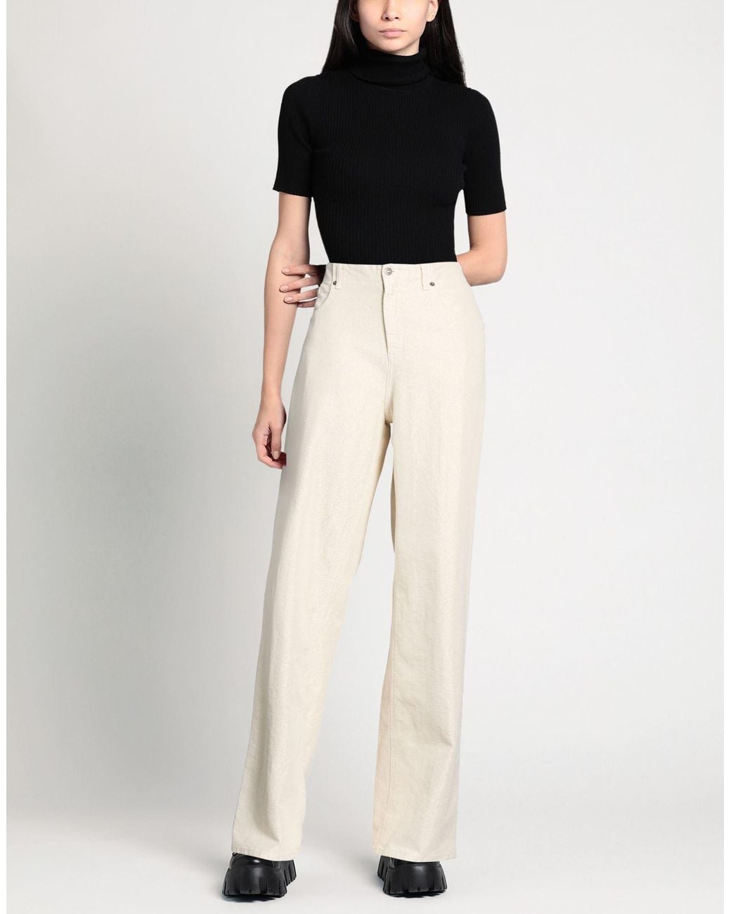 Dondup Natural Ivory Pants Cotton, Viscose, Polyester