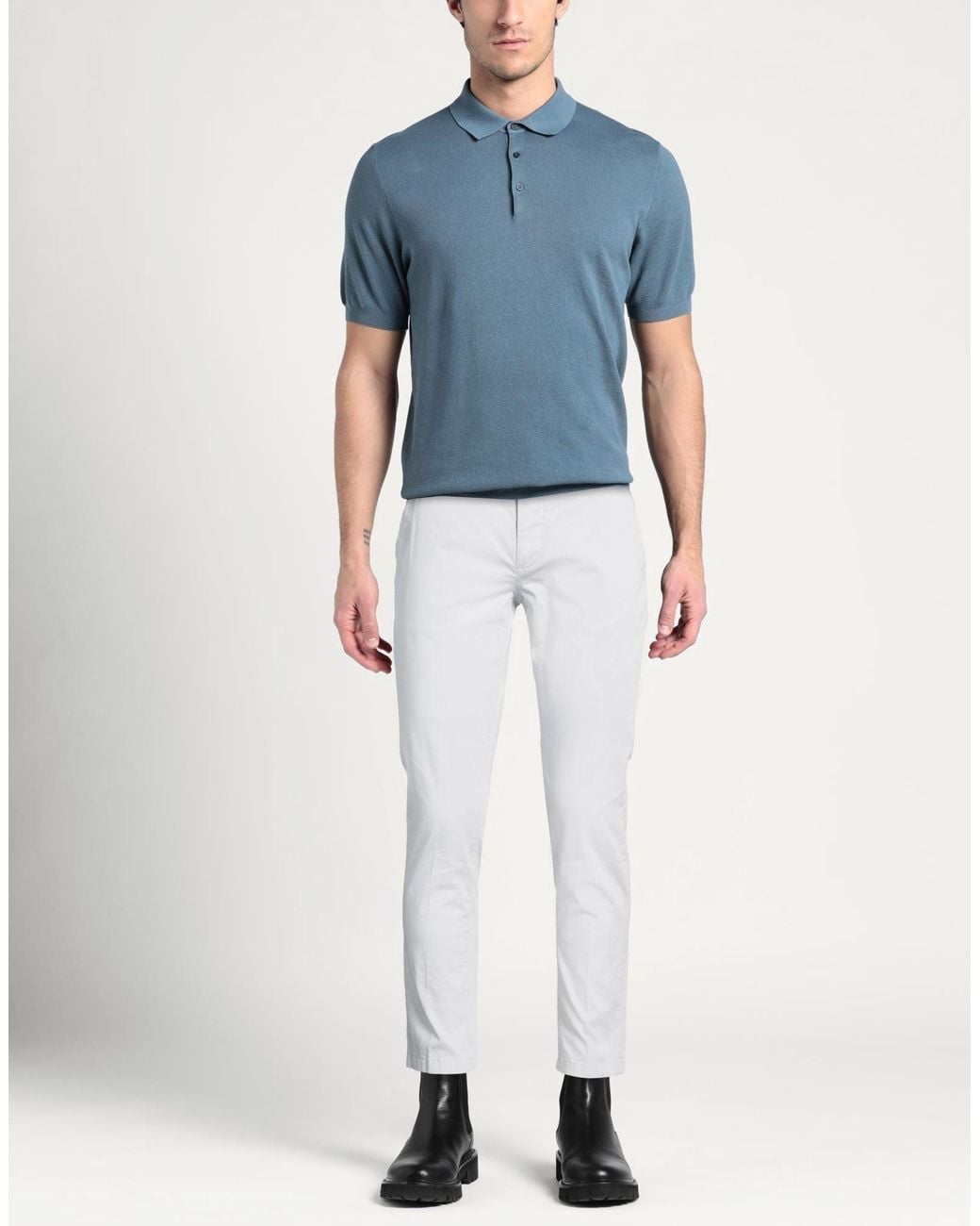 Yan Simmon White Pants Cotton, Elastane for men