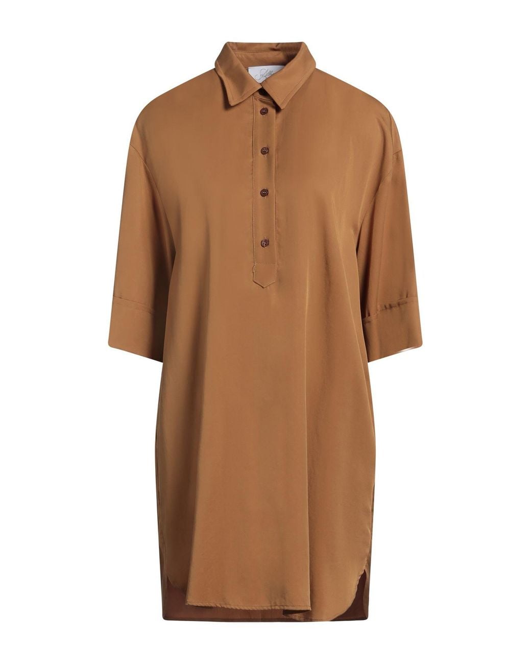 Soallure Brown Camel Mini Dress Lyocell