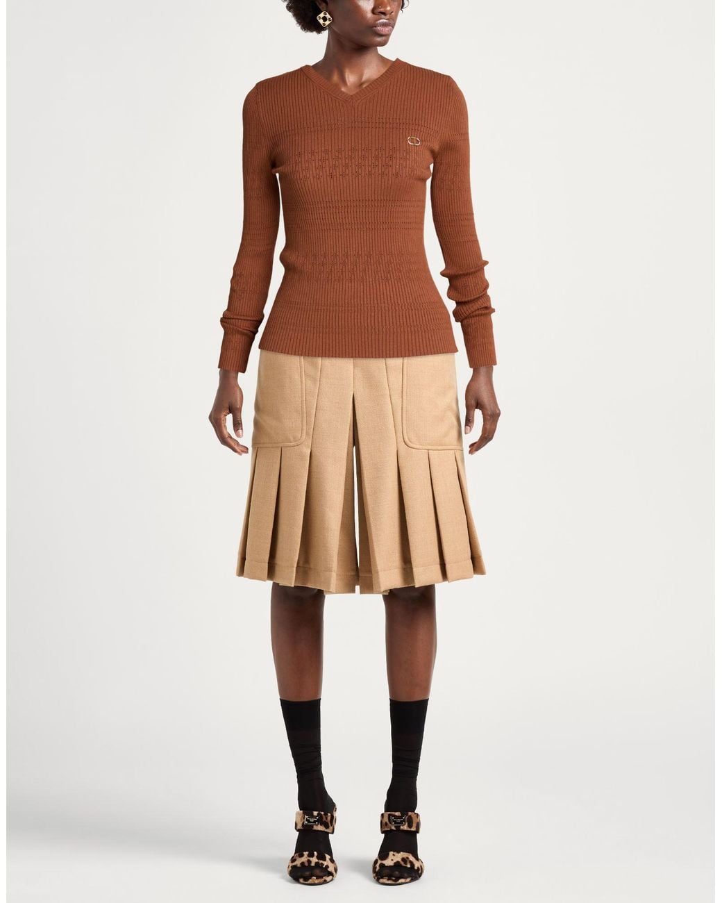 Twinset Brown Sweater Viscose, Polyester