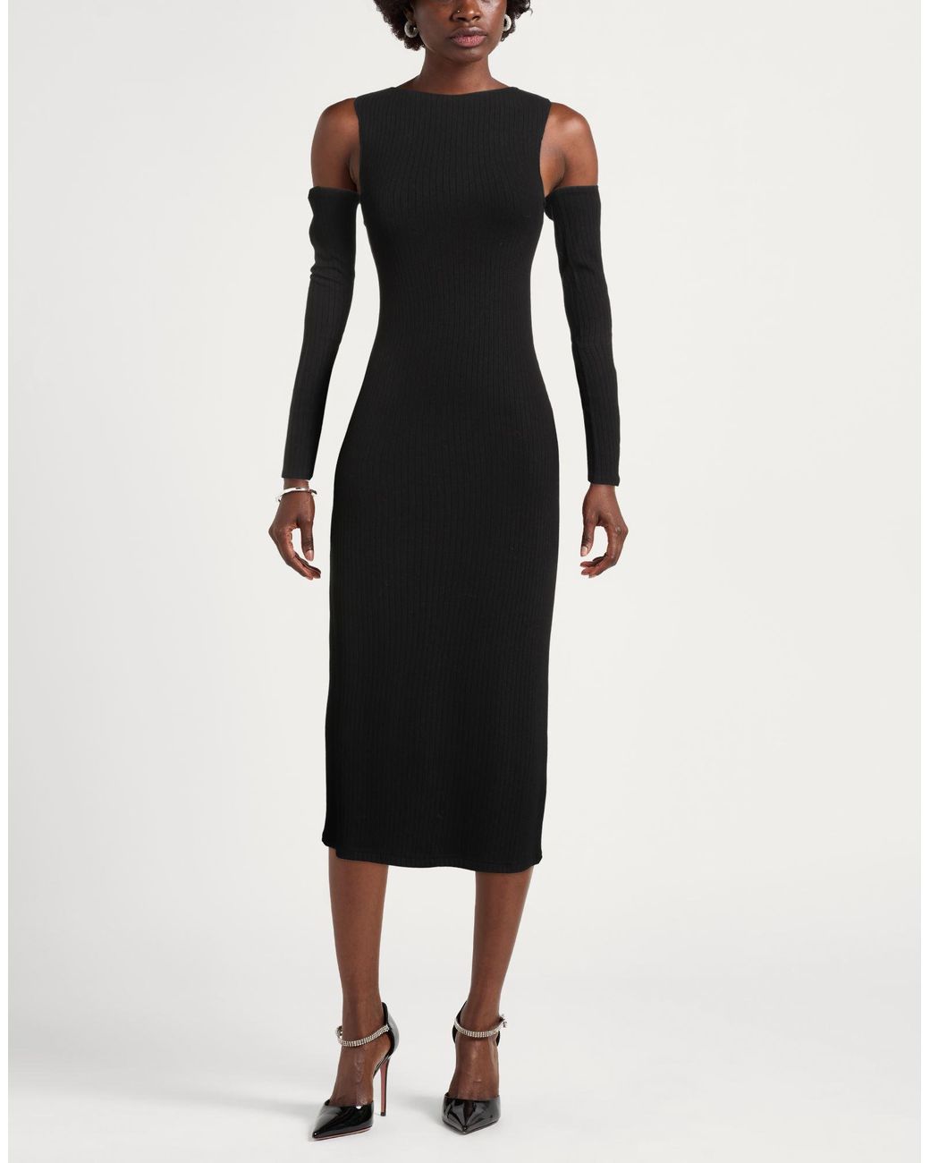 WEILI ZHENG Black Midi Dress