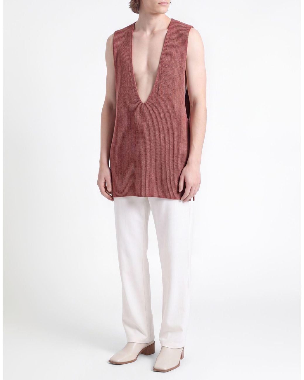 Rick Owens Red Antique Rose Sweater Virgin Wool for men