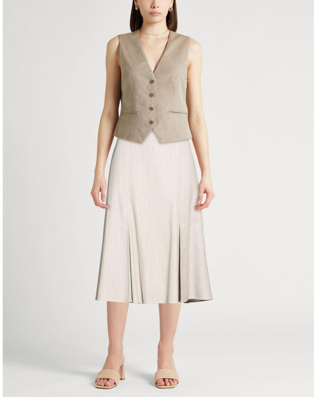 Agnona Natural Light Midi Skirt Cotton, Wool, Polyamide, Elastane