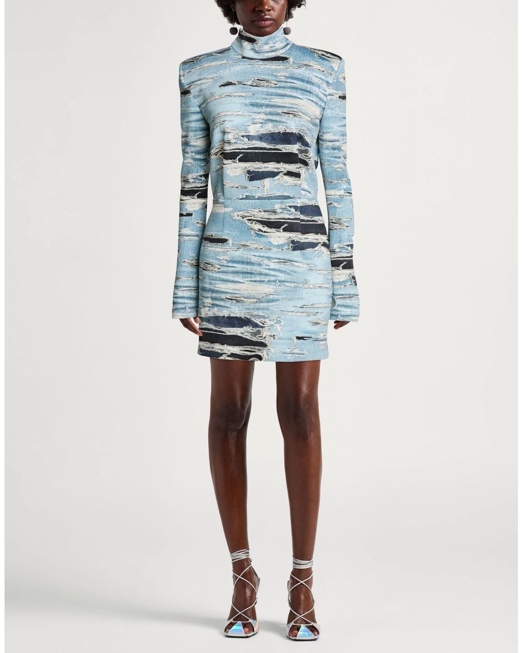 John Richmond Blue Light Mini Dress Polyester, Elastane