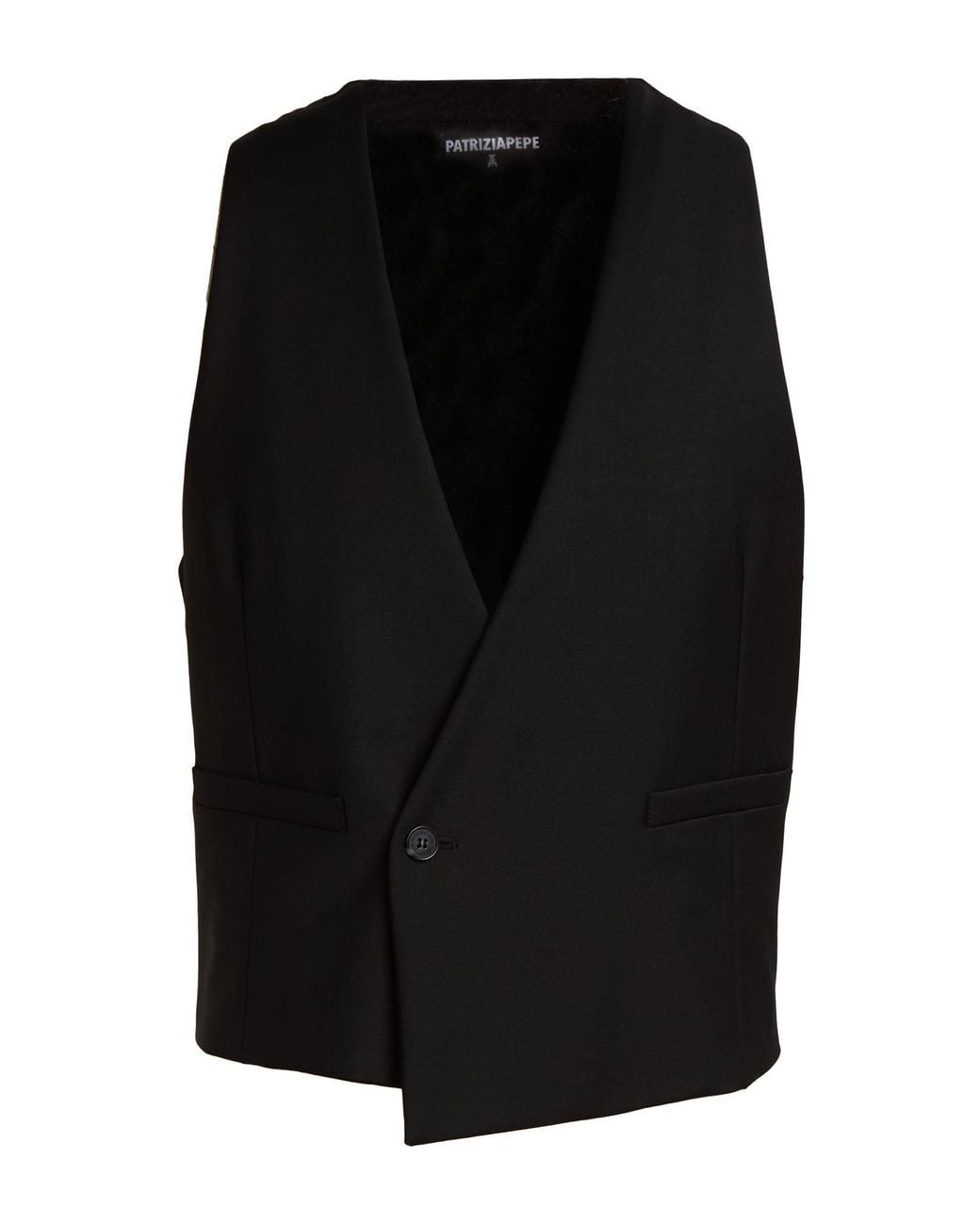 Patrizia Pepe Black Tailored Vest Polyester, Virgin Wool, Elastane for men