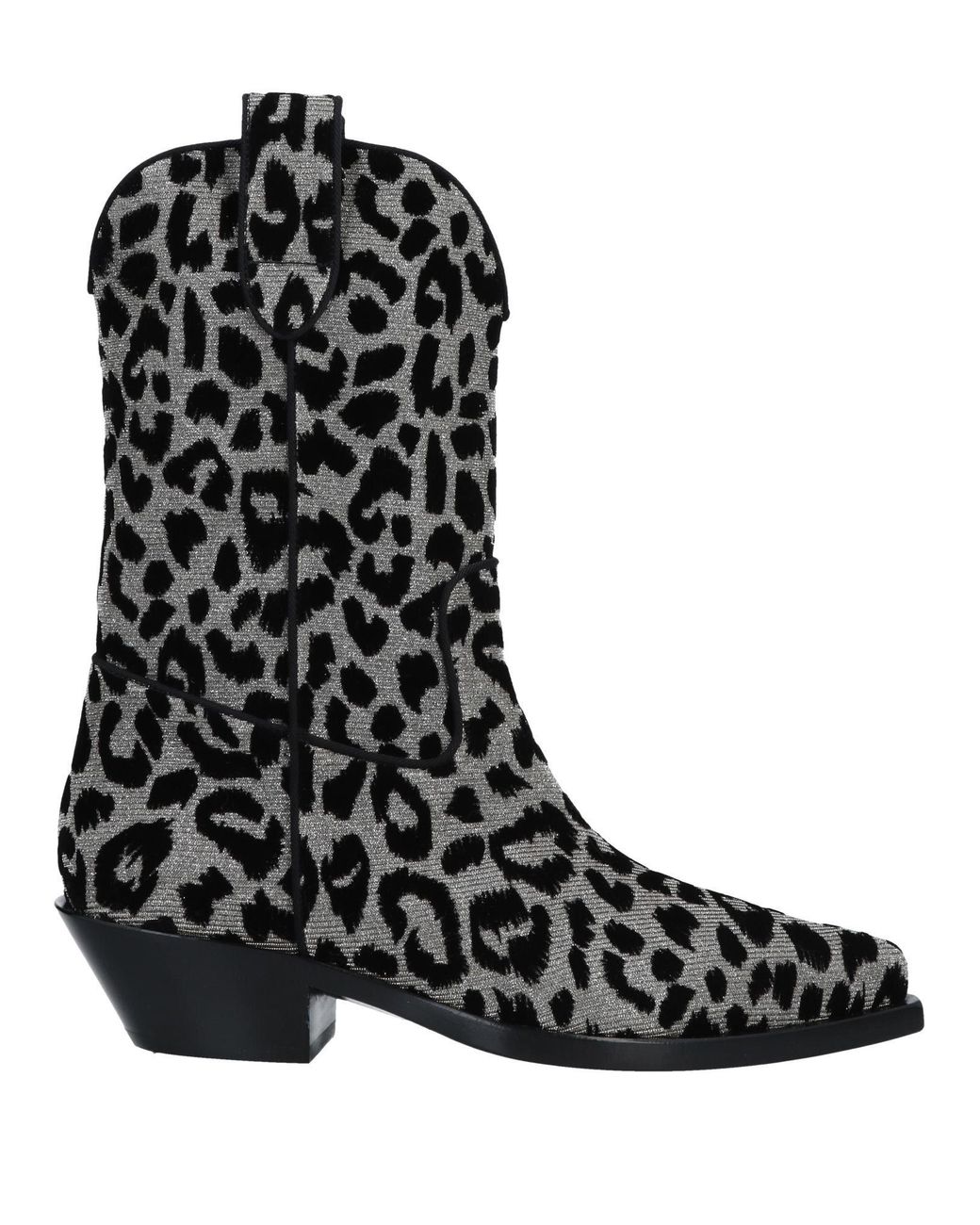 Dolce & Gabbana Black Texan 40 Leopard Cowboy Boots