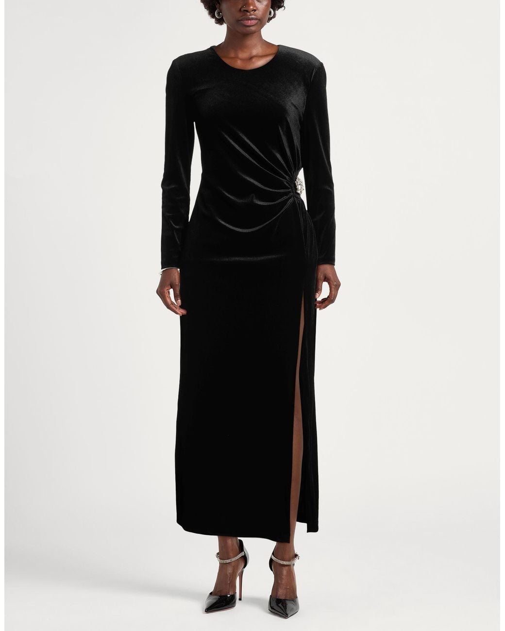 Hanita Black Midi Dress Polyester, Elastane