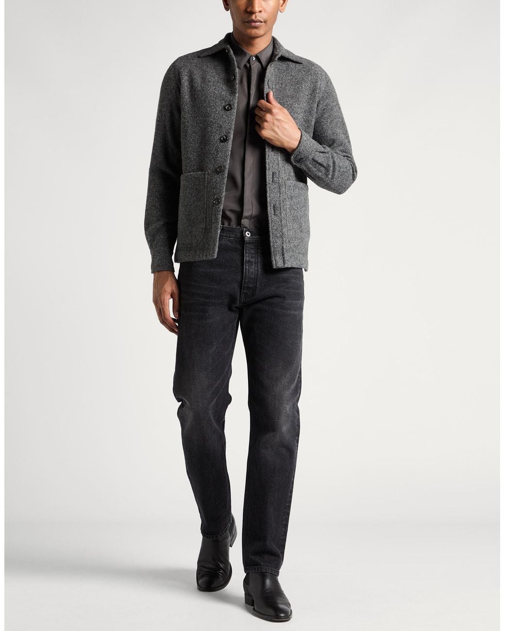 De Petrillo Gray Jacket Virgin Wool for men